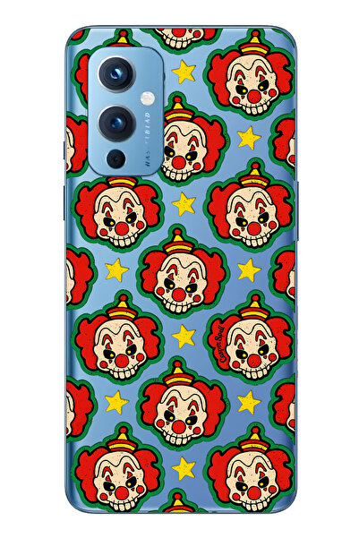 FLAMENKO حافظة هاتف شفافة متوافقة مع One Plus 9 Clown منقوش