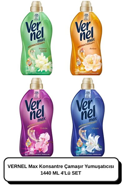 Vernel Max Konsantre Çamaşır Yumuşatıcısı 1440 ML 4'Lü SET