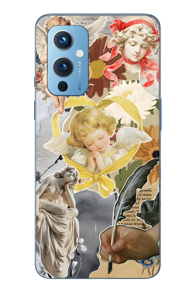 FLAMENKO حافظة هاتف شفافة متوافقة مع One Plus 9 من نوع Angels and Sculpture C...