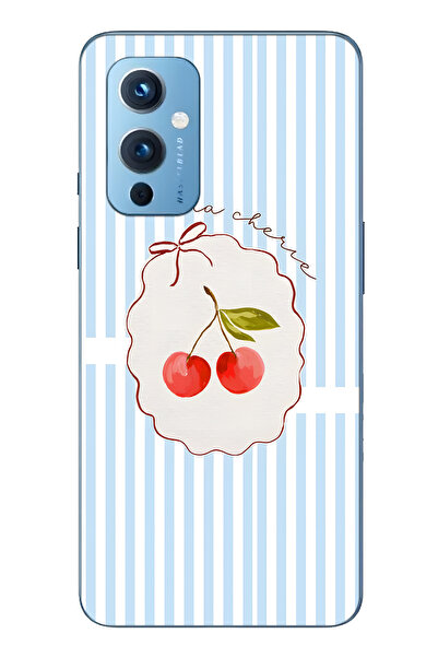 FLAMENKO حافظة هاتف شفافة متوافقة مع One Plus 9 من نوع Ma Cherie Kiraz منقوش