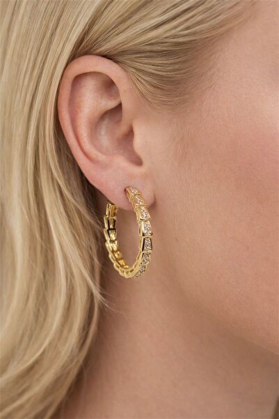 MatmazelLavinya Snake Model Zircon Stone Gold Earrings