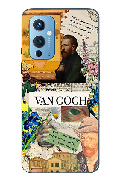 FLAMENKO حافظة هاتف شفافة متوافقة مع ون بلس 9 من فان جوخ كولاج منقوش
