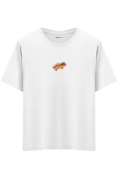 BetterThanCo تي شيرت هوت دوج مطبوع ذو ياقة دائرية كبير الحجم