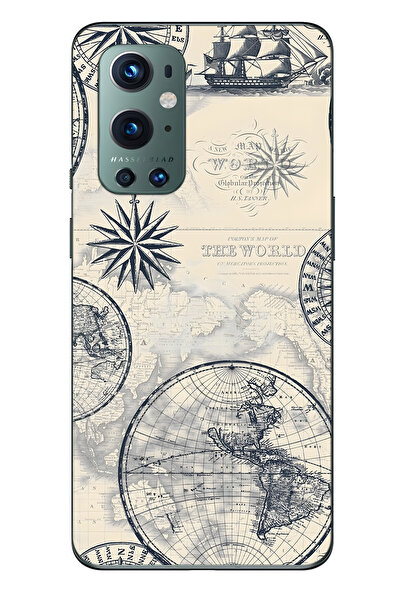 FLAMENKO حافظة هاتف شفافة متوافقة مع One Plus 9 Pro تحتوي على خريطة العالم وب...