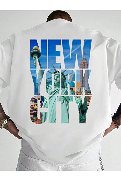 PENTHİLUS تي شيرت رجالي 1989 New York Sky Freedom مطبوع - 100% قطن Heavyweigh...