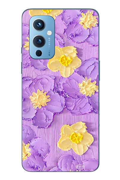 FLAMENKO حافظة هاتف شفافة متوافقة مع ون بلس 9 باللون الأرجواني والأصفر بنقشة ...