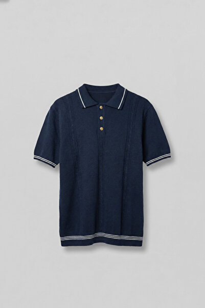 ablukaonline Men's Regular Fit Saç Knitted Detail Knitwear Polo Neck T-Shirt ...