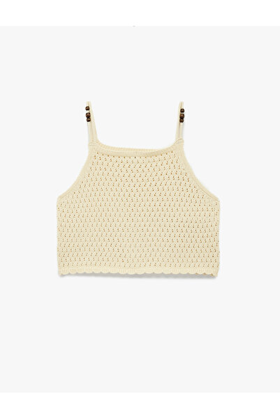 Koton Cotton Pack Square Collar Lace-Like Knit Strap Knitwear Undershirt