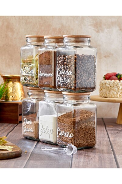 MODA OZY 6-Piece 1000ml Glass Coffee/Herbal Tea/Beverage Jars with 6 Origami ...