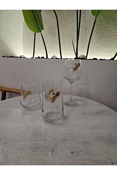 MİMSEGÜN DEKOR Gold Grape Figured Soft Drink Cup Single