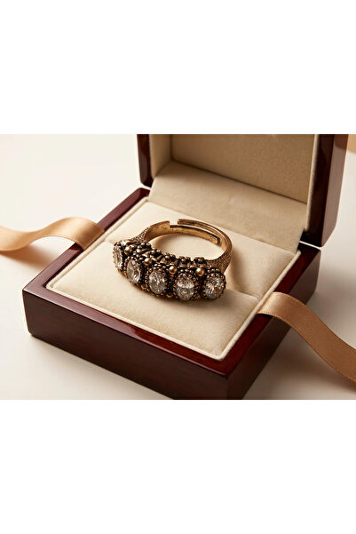 Dorvina Bronz Takı Otantik Elmas Kesim 5 SıraTaşlı Ayarlanabilir Vintage Kadı...