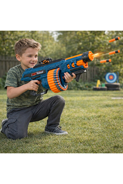 OEM Blue-Orange Automatic Shooter Gun with Drum Magazine and 48 Foam Bullets,...