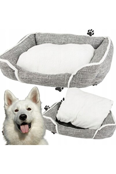 OEM Pat pentru câini moale și pufos cu pernă detașabilă, mărimea L, gri