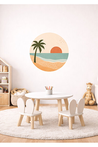 Sim Tasarım Set zidnih naljepnica za dečiju sobu sa pejzažom prirode u nježni...