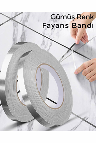 QesQin 50 Metre Gri Fayans Arası Yapışkanlı Şerit Bant | Derz Bandı Mutfak Ba...