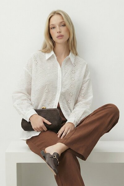 VAGGON Scallop Detailed Oversize Shirt