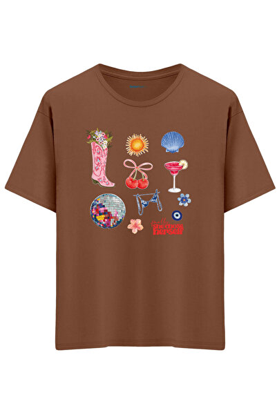 BetterThanCo Αγάπη για τον εαυτό σου με τύπωμα Bisiklet Yaka oversized T-shirt