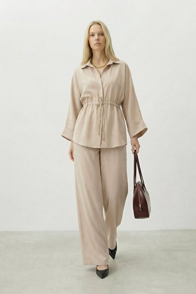 VAGGON Tie-Detail Shirt and Pants Set