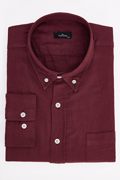 Tudors Men's Big Size Large Size Long Sleeve 100% Cotton Linen Texture Single...