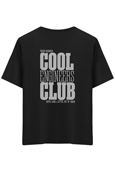 BetterThanCo Cool Engineers Club Printed Crew Neck Oversized T-Shirt