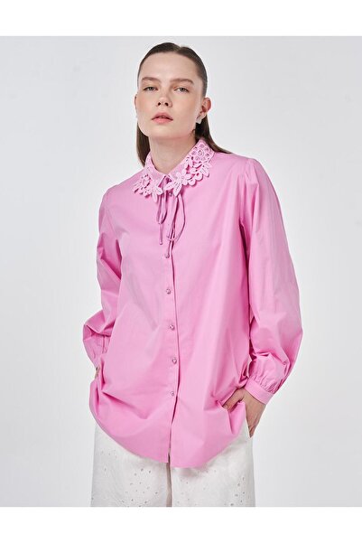 Kayra Collar Detail Cotton Lu Bluz