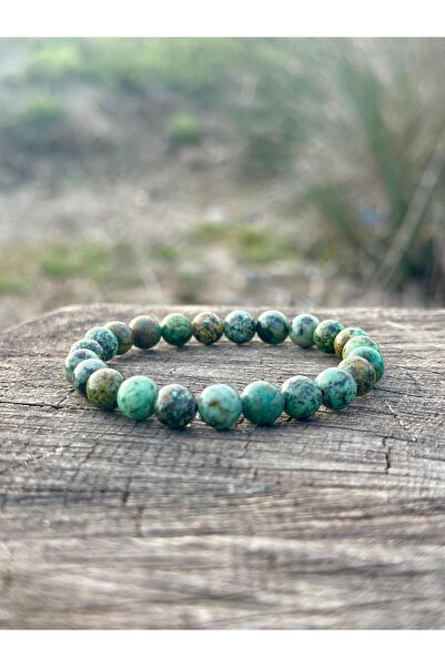 Zodyak Doğal Taş سوار من حجر الفيروز الأفريقي مقاس 8 مم - سوار من حجر الفيروز...