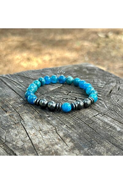 Zodyak Doğal Taş 8mm Apatite Hematite Stone Men Women Natural Stone Bracelet