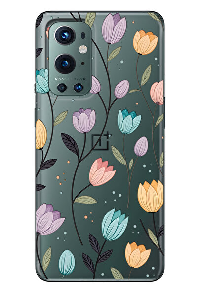 FLAMENKO حافظة هاتف شفافة متوافقة مع ون بلس 9 برو من نوع لالي بنقشة زهور