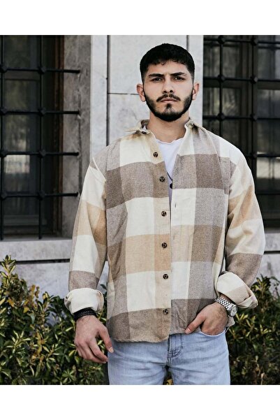 noliva bebek ve çocuk Men's Beige Cream Plaid Pack Lumberjack Shirts