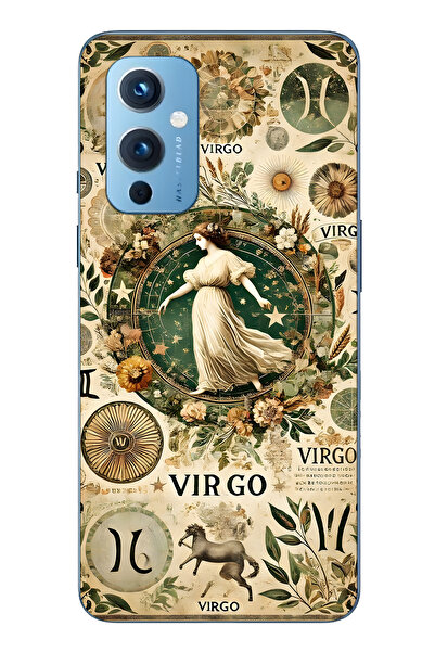 FLAMENKO حافظة هاتف شفافة متوافقة مع One Plus 9 من نوع Başak Burcu منقوش