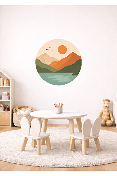 Sim Tasarım Set zidnih naljepnica za dečiju sobu sa pejzažom prirode u nježni...