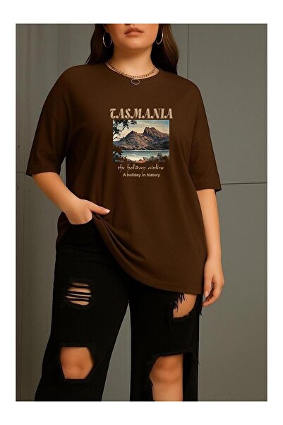Lider Leather Women's Tasmania Landscape Printed T-Shirt Cotton Pack Crew Nec...