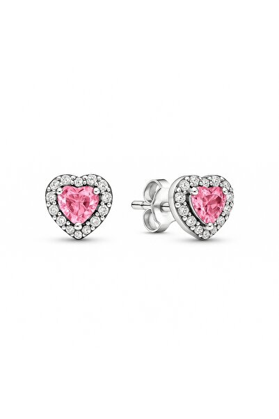 NOVVO Pink Heart Silver Earrings