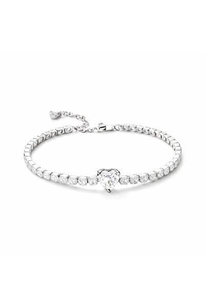 Novvu Tennis Bracelet White Heart Silver