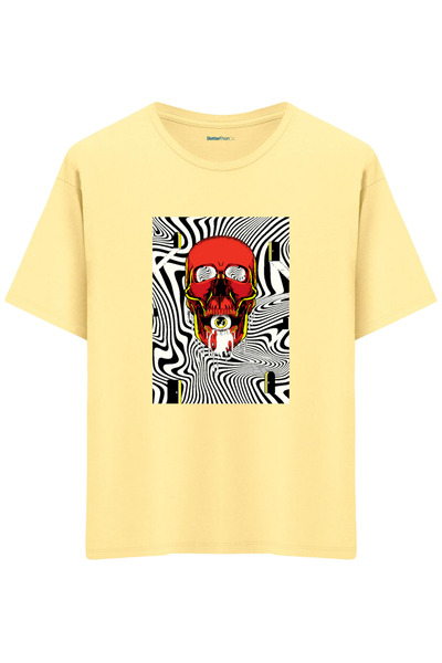BetterThanCo Frumos cu imprimeu guler rotund supradimensionat tricou