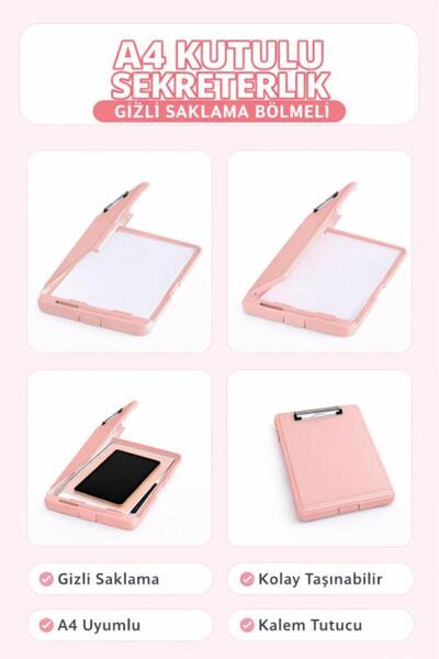 Umix A4 PP Kutulu Sekreterlik Pembe 51013839 | Kapaklı Evrak Taşıma Dosyası |...