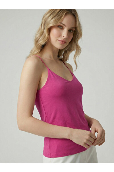 NEW JOURNAL Women's Fuchsia V-Neck Rope Strap Blouse Nj59