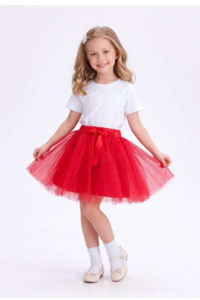 AYDESİGN Girl's April 23Rd Red Bow Show Fantasy Tutu Tulle Piece Skirt