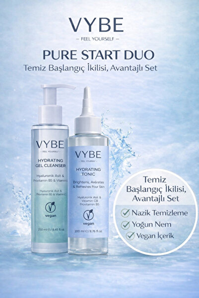 VYBE FEEL YOURSELF Yüz Temizleme Jeli 250 ml ve Yüz Toniği 200 ml ( 2'li Set)...