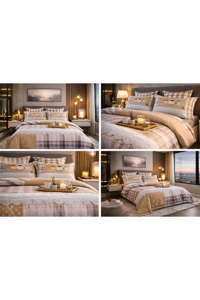 Rovitech Set lenjerie de pat dublu, Thick Satin, 180 x 200 cm cm, 6 piese, satin