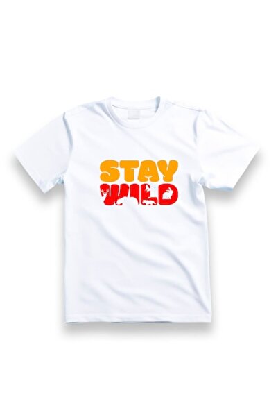 OEM Men's Cotton T-Shirt with Message: 'Stay wild', White, L