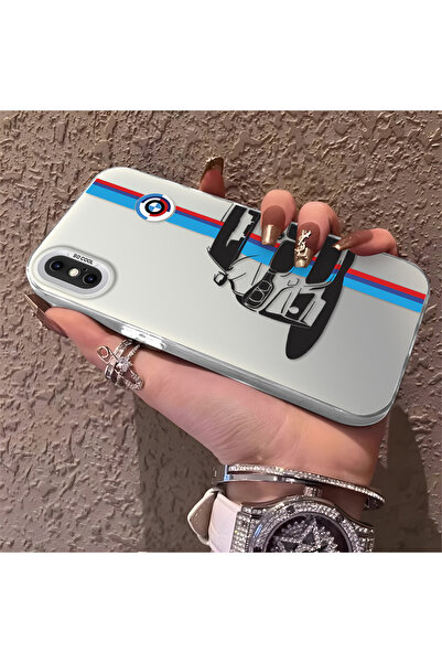 CHICASELUX iPhone X ile Uyumlu BMW Desenli Silikon Kenar Sert Arka Anti Düşme...