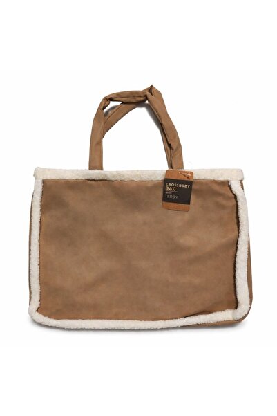 teddy Women's beige bag, interior, textile handles, large size