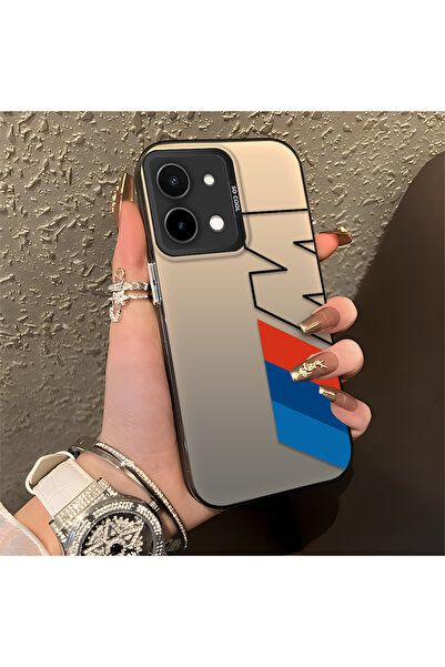 Hontinga حافظة Vivo Y28 متوافقة مع حافة السيليكون الصلبة ومضادة للسقوط BMW منقوش