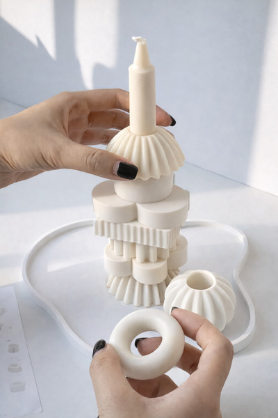 Daisyyartxstudio Puzzle mumluk & mum boyanabilir beyaz