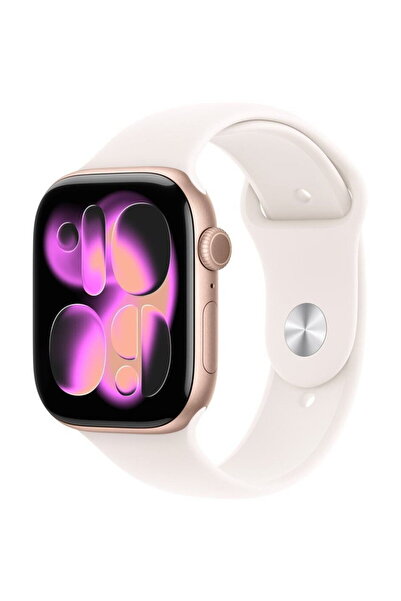 Apple Ceas Watch 11 GPS 46mm curea sport din aluminiu auriu roz, mărimea S/M