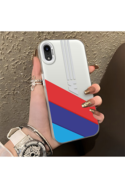 Hontinga iPhone XR Uyumlu Silikon Kenar Sert Arka Anti Düşme Kılıfı BMW Desenli