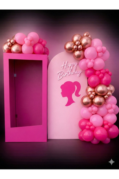 party mix Pembe Balon Zinciri Seti Rose Gold Metalik | Kız Çocuk Doğum Günü P...