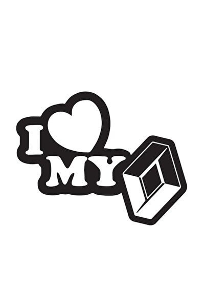 Universal Car Sticker 'I love my renault', 15cm, Black
