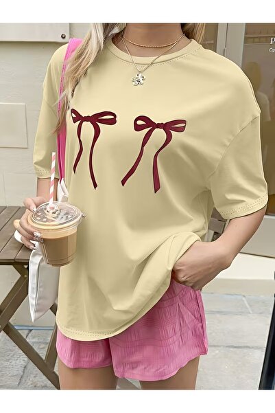 WOODROFFE Tricou de damă cu fundă burgundă cu imprimeu supradimensionat largi